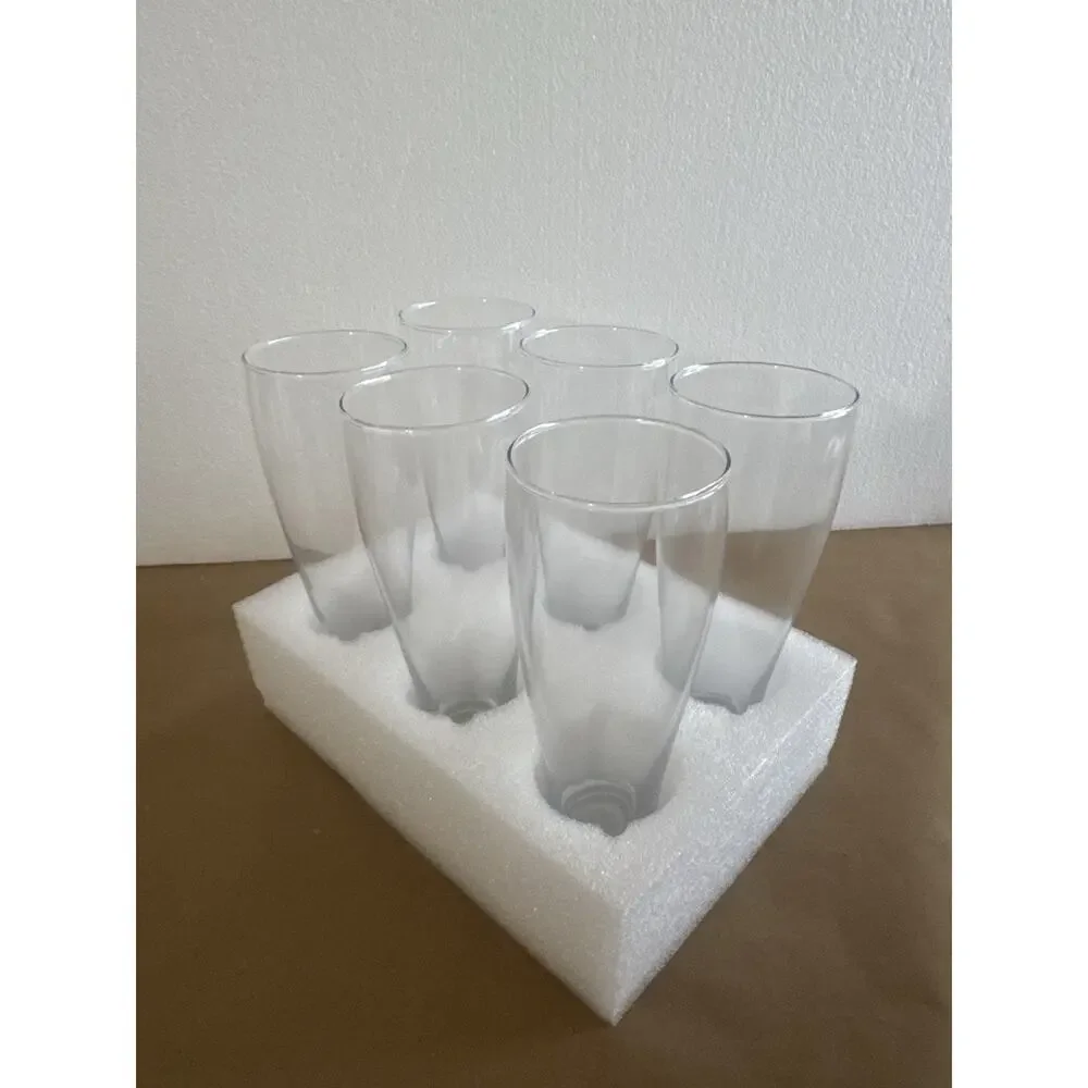 Glasaveronix Set of 6 Clear Glass Tumblers – Modern Drinking Glasses. New
